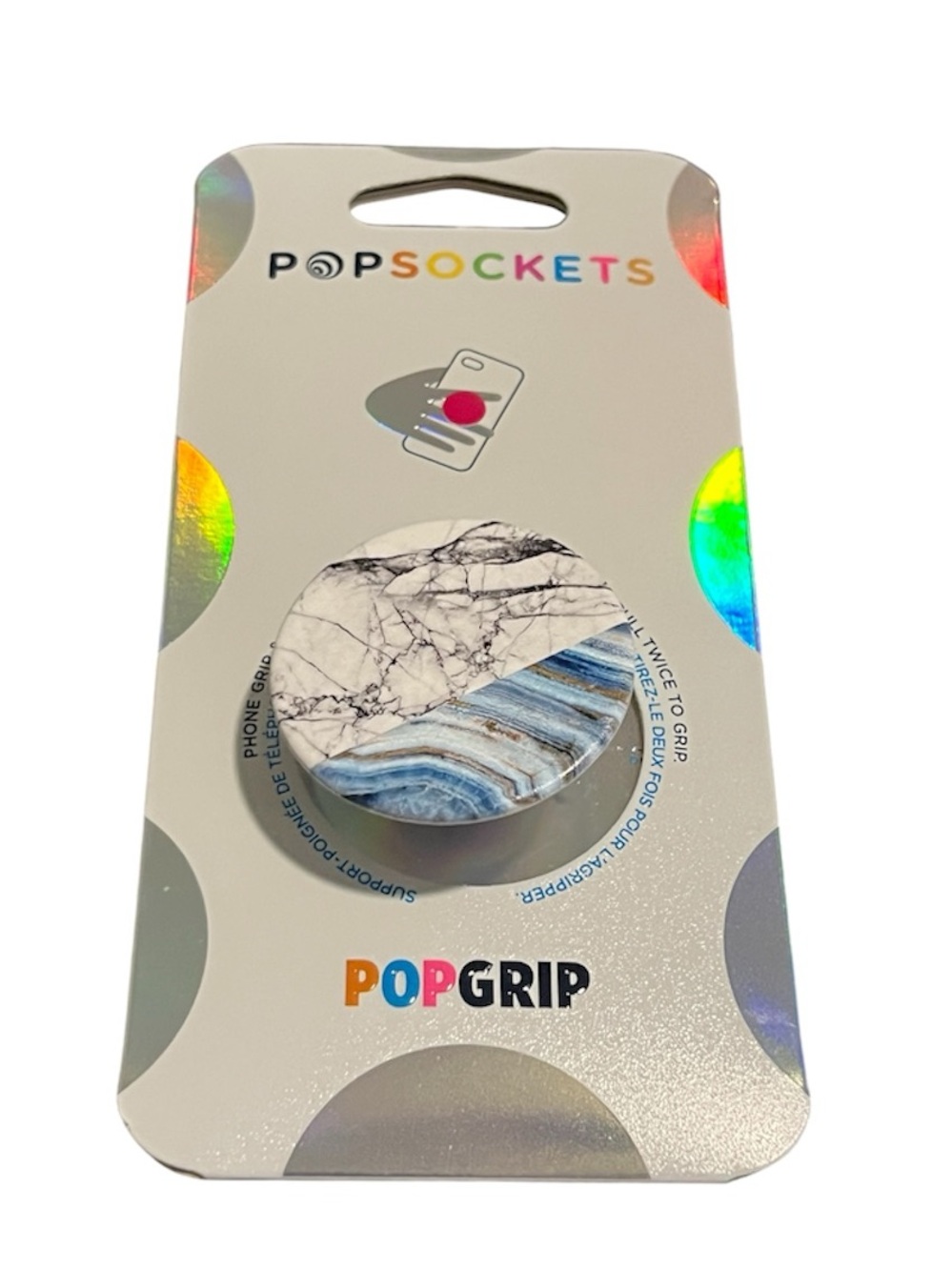 NWT PopSocket PopGrip Marble Phone Grip in White and Gray
